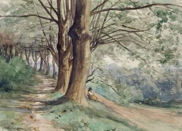 Jeune Promeneuse En Foret Oil Painting by Jules Crosnier