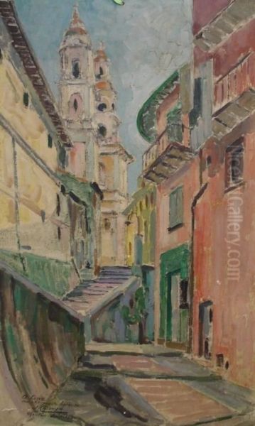 Menton, 1951 Oil Painting by Jules Crosnier