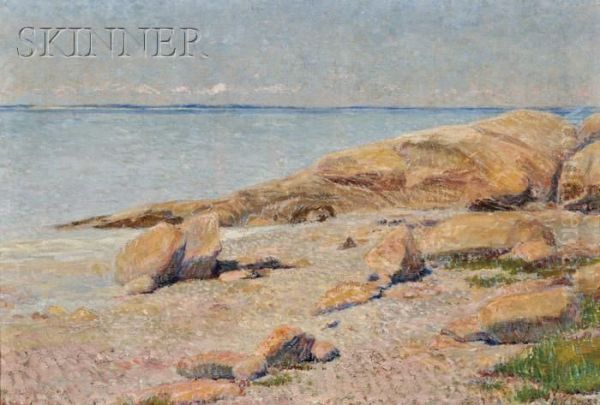 Summer View Of A Rocky Shore Oil Painting by Anson Kent Cross