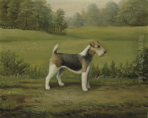 Betty, A Wire Fox Terrier Oil Painting by Henry Crowther