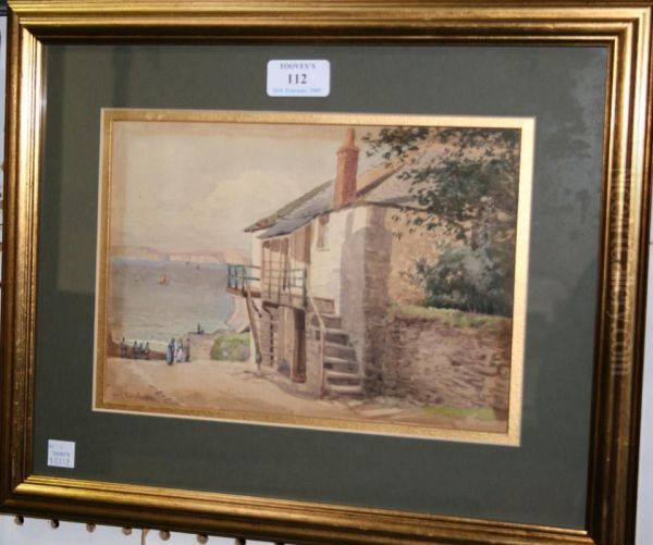 View Of A Coastal Village Road Oil Painting by William Edwards Croxford