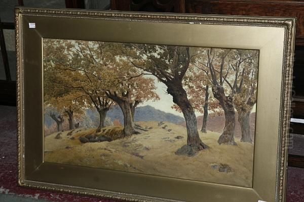 Pollard Oaks Oil Painting by George Crozier