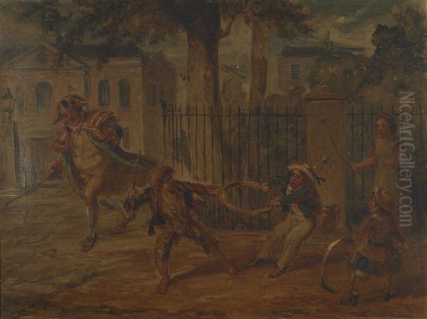 Tug Of War Oil Painting by George Cruickshank