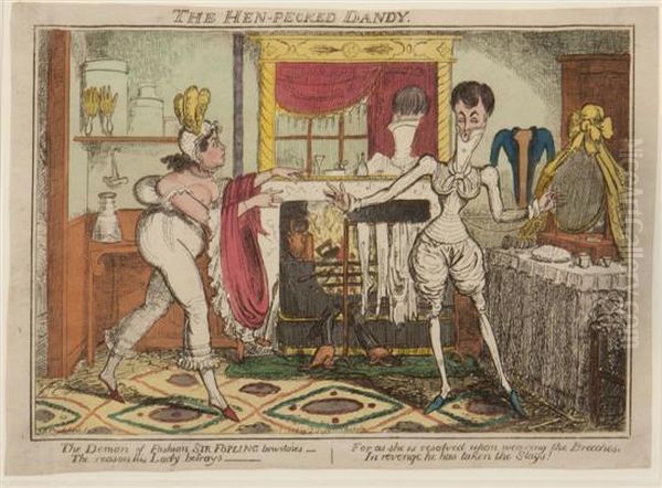 The Hen-pecked Dandy Oil Painting by I. Robert and George Cruikshank