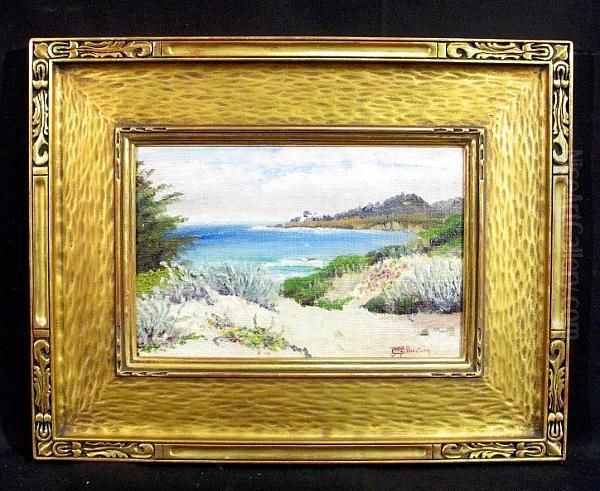 A Carmel Beach Landscape, C. 1920 Oil Painting by J(osephine) Crump