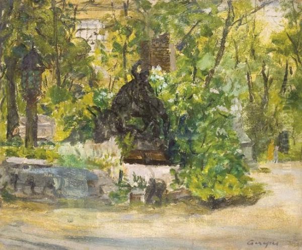 Parkreszlet Oil Painting by Istvan Cserepes