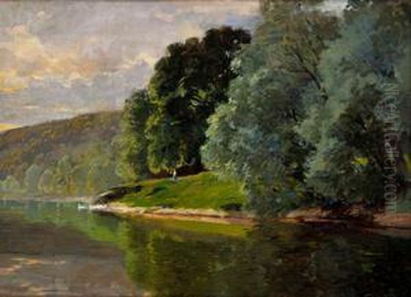 Na Brehu Torysy Oil Painting by Ludovit Csordak