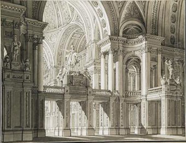 Interior De Un Templo Romano Oil Painting by Jose Alvarez Cubero