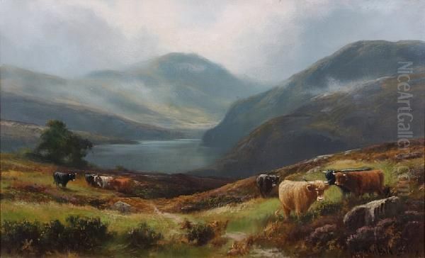 Highland Loch Scene Oil Painting by Henry Hadfield Cubley