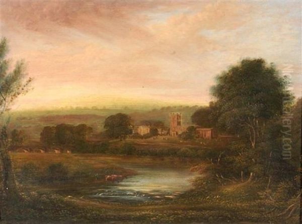 Pastoral Landscape Oil Painting by George Cuitt