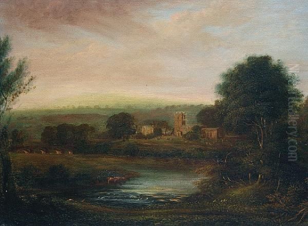 Evening At Wensley, Yorkshire Oil Painting by George, the Younger Cuitt