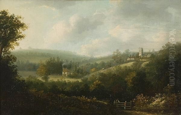 Landscape With Country Village Oil Painting by George, the Younger Cuitt