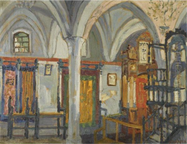 View Of The Synagogue Of Safed Oil Painting by Bencion Cukierman