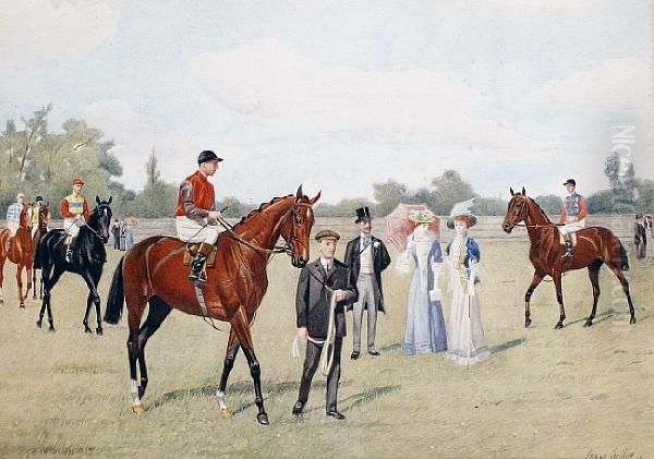 A Group Of Four Horse Racing Studies: Oil Painting by Isaac Cullin