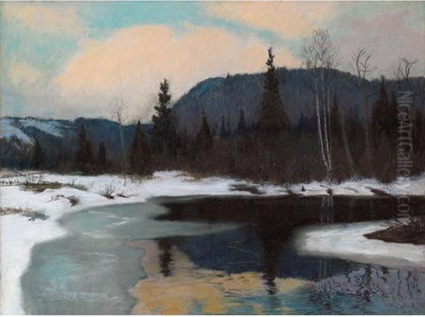 Early March On The Cache River Oil Painting by Maurice Galbraith Cullen