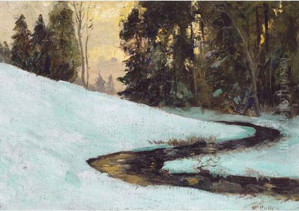 Laurentian Creek In Winter Oil Painting by Maurice Galbraith Cullen