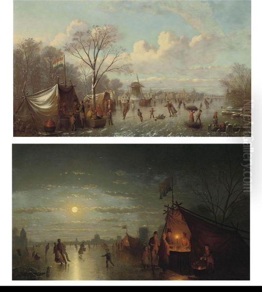 Selling Refreshments On The Ice Oil Painting by Johann Mongels Culverhouse