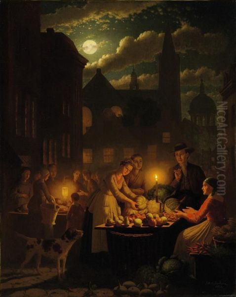 Night Market Oil Painting by Johann Mongels Culverhouse