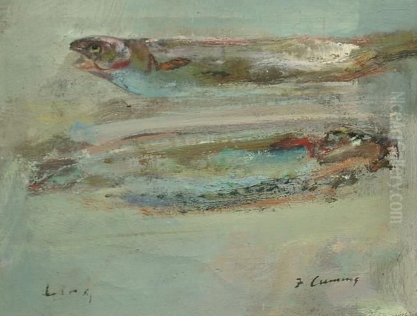 Two Fish Oil Painting by Frederick G. Rees Cuming