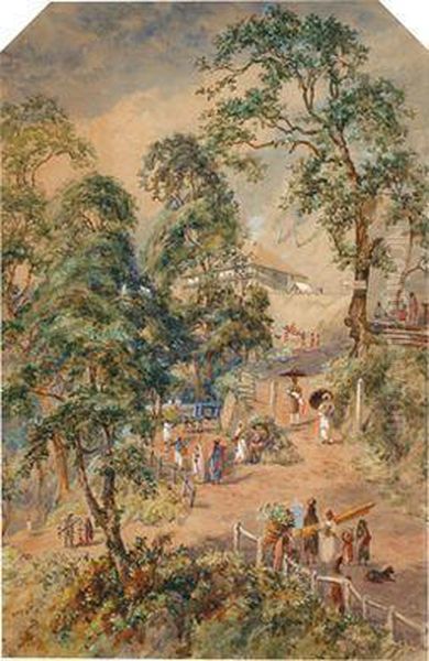 Raby Lodge In Der Indischen Stadt Shimla Oil Painting by Constance Fredericka Cumming