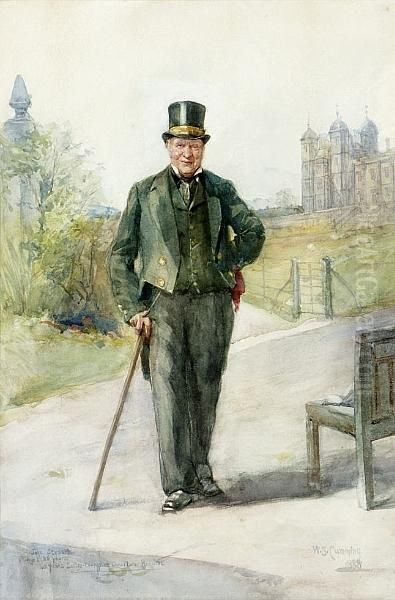 Portrait Of John Stewart Outside Donaldson's Hospital Oil Painting by William Skeoch Cumming