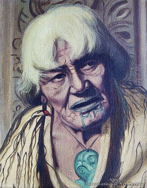 Harata Rewiri Tarapata - In Maori Cloak Oil Painting by Vera Cummings