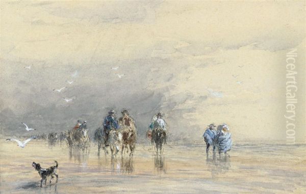 Crossing The Margate Sands Oil Painting by Henry Cundell