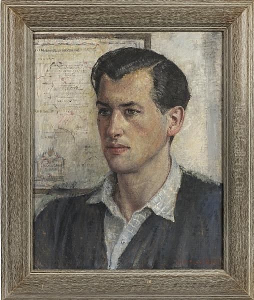 Portrait Of Stewart Granger Oil Painting by Nora Lucy Mowbray Cundell