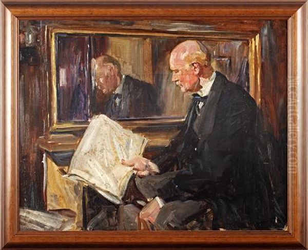 Portrait Of A Gentleman Reading Oil Painting by Cyrus Cuneo