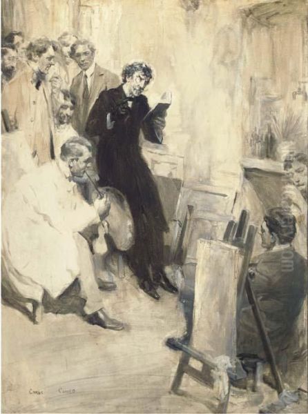 James Abbot Mcneill Whistler In His Studio Oil Painting by Cyrus Cuneo