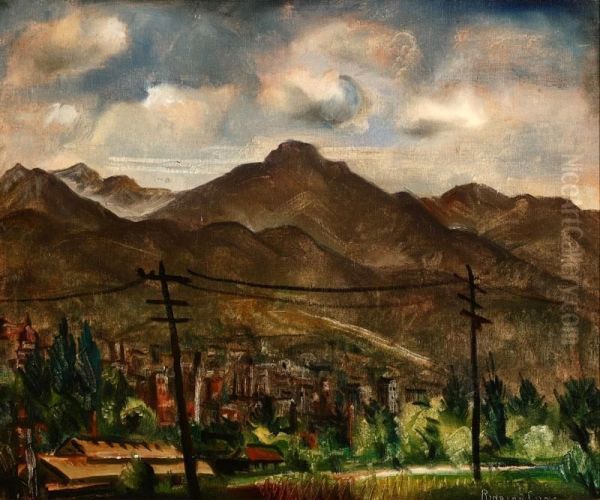 Town And Hills, Utah Oil Painting by Rinaldo Cuneo