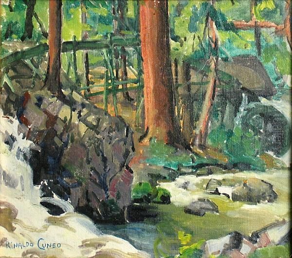 Waterwheel Oil Painting by Rinaldo Cuneo