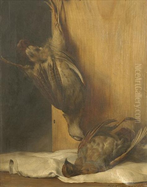 Study Of Twodead Partridge Oil Painting by David Cunliffe