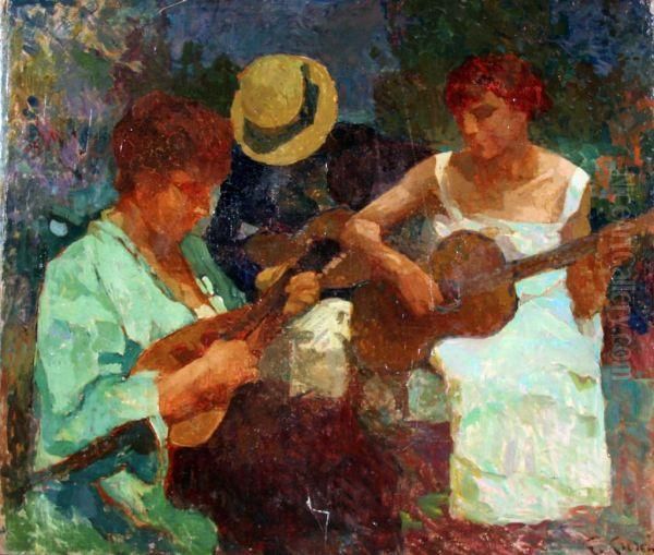 Mandolinata Oil Painting by Edgardo Curcio