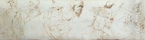 Six Figure Sketches Oil Painting by Francesco Curia