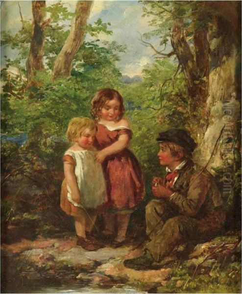 The Young Anglers Oil Painting by James Curnock