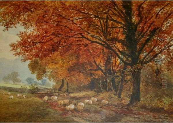 Under The Oak Trees, Late Autumn Oil Painting by James Jackson Curnock