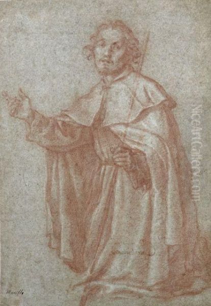 Un Saint A Genoux Oil Painting by Francesco Curradi