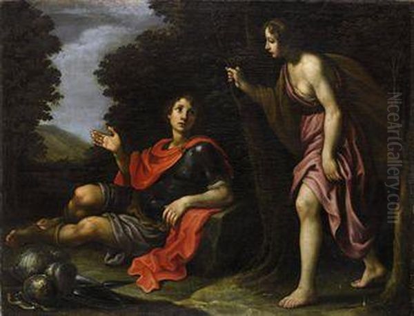 Rinaldo Attirato Da Una Ninfa Nel Giardino Di Armida Oil Painting by Francesco Curradi