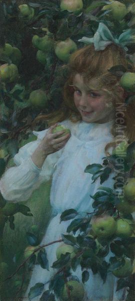 In The Orchard Oil Painting by Charles Curran