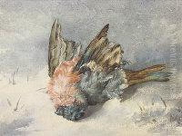 Bird Study, Winter Oil Painting by Fanny W. Currey