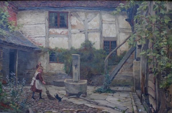 An Old Court Yard In Warwick Oil Painting by Sydney Currie