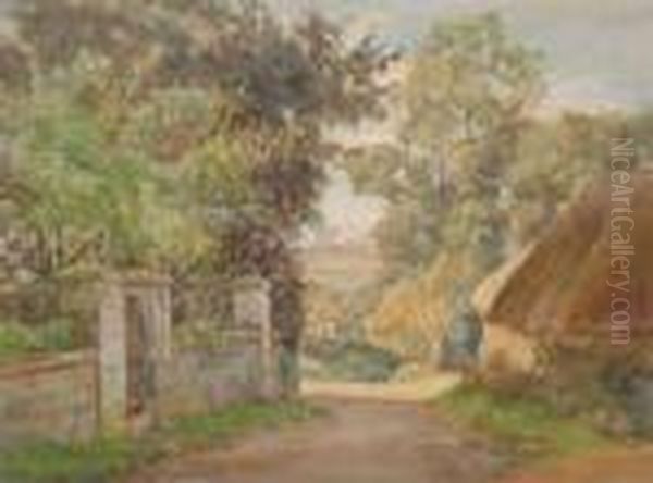 A Cotswold Lane Oil Painting by Sydney Currie