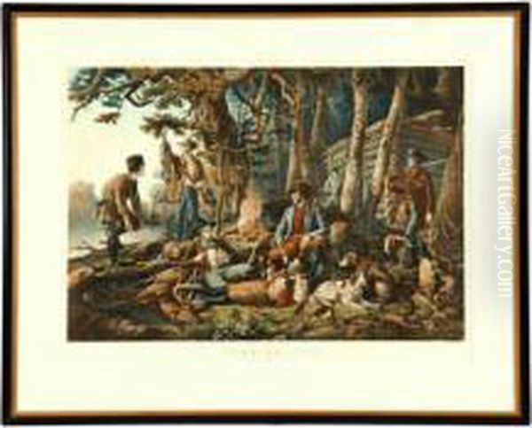 Camping Out, Some Of The Right Sort Oil Painting by Currier & Ives Publishers