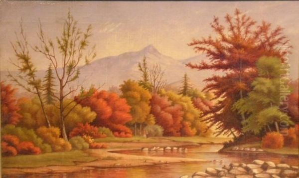 Autumn On Esopus Creek, Ulster County, New York Oil Painting by A. Ward Currier