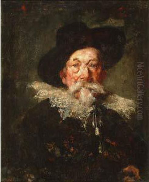 Portrait D'un Homme Au Chapeau Noir Oil Painting by Joseph Frank Currier