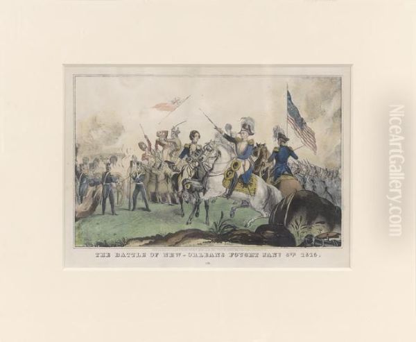 The Battle Of New Orleans Oil Painting by Currier