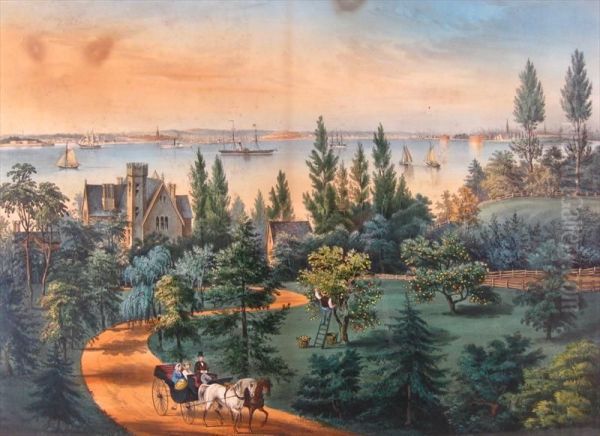 New York Bay From Bay Ridge Oil Painting by Currier