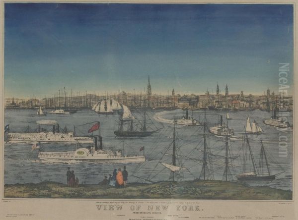 View Of New York: From Brooklyn Heights Oil Painting by Currier