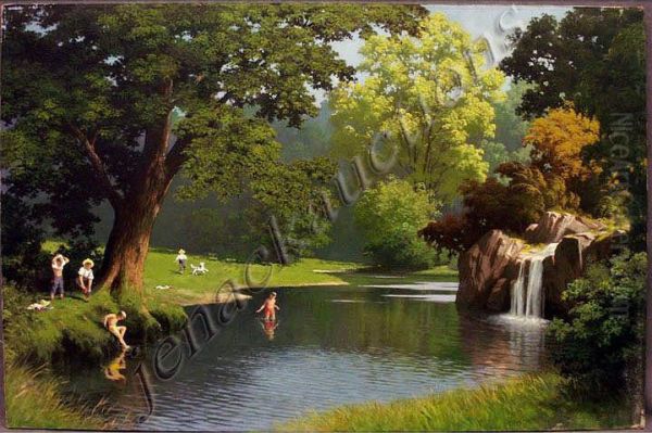 The Swimming Hole Oil Painting by Asahel Curtis